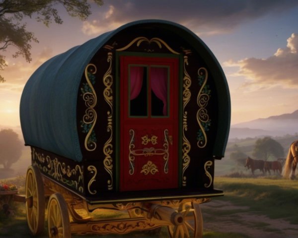 Wooden Caravan in a Picturesque Landscape Setting