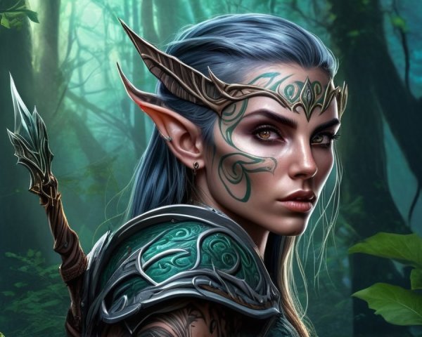 Detailed Digital Painting of Elf Female Warrior