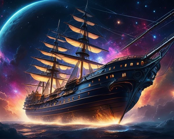 Tall Ship Sailing Through a Cosmic Sea of Galaxies