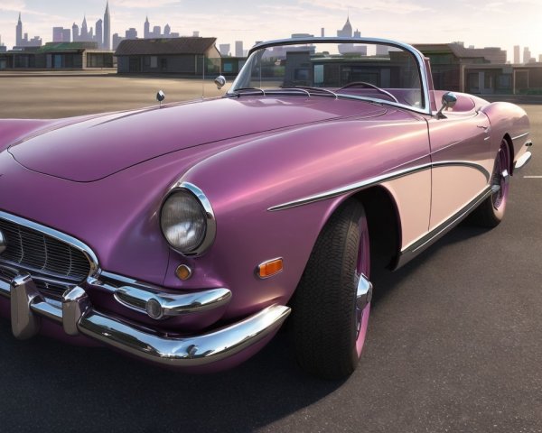 Vintage Pink Convertible Car in Urban Setting