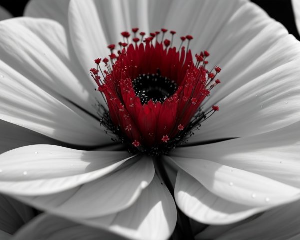 Large White Petals Surrounding Vibrant Red Flower Core