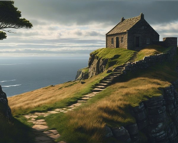 Stone Cottage on Cliff Overlooking Ocean View