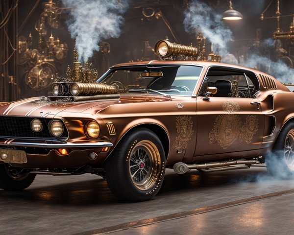Custom 1969 Muscle Car with Steampunk Modifications