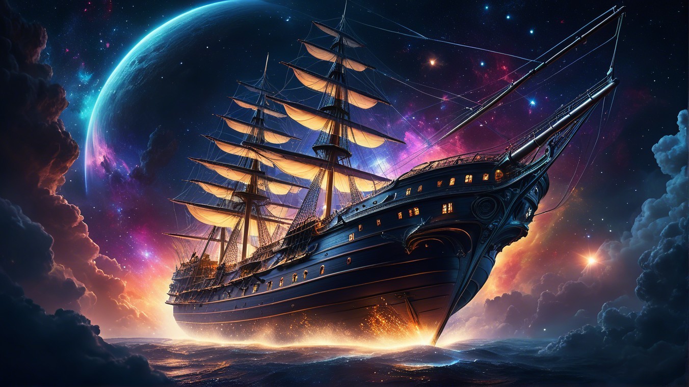 Tall Ship Sailing Through a Cosmic Sea of Galaxies