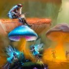 Guitarist on Giant Mushroom in Enchanted Forest
