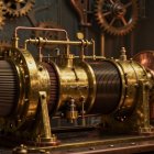 Realistic Matte Black Raven on Steampunk Platform