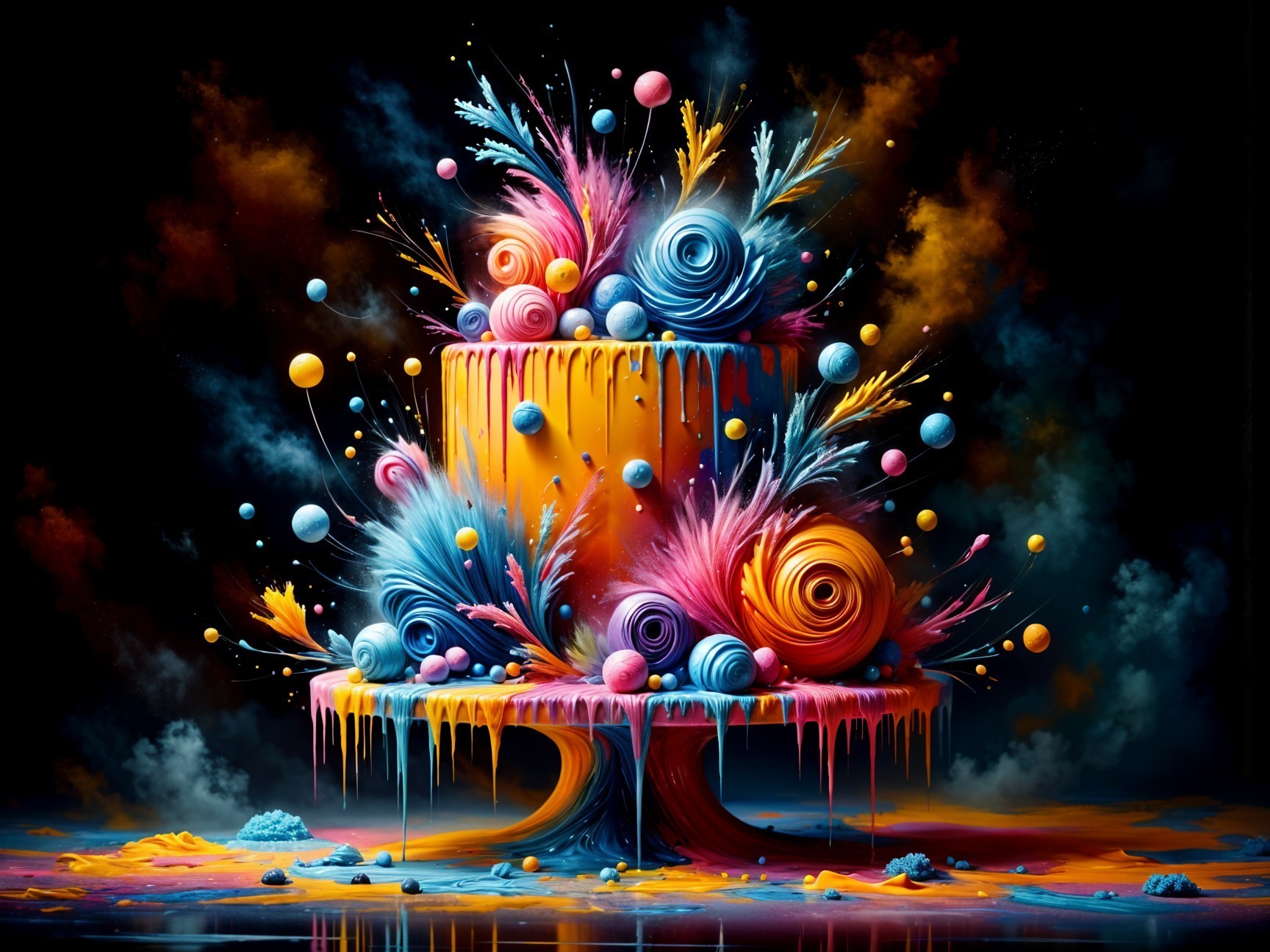Vibrant Abstract Cake Design with Colorful Patterns