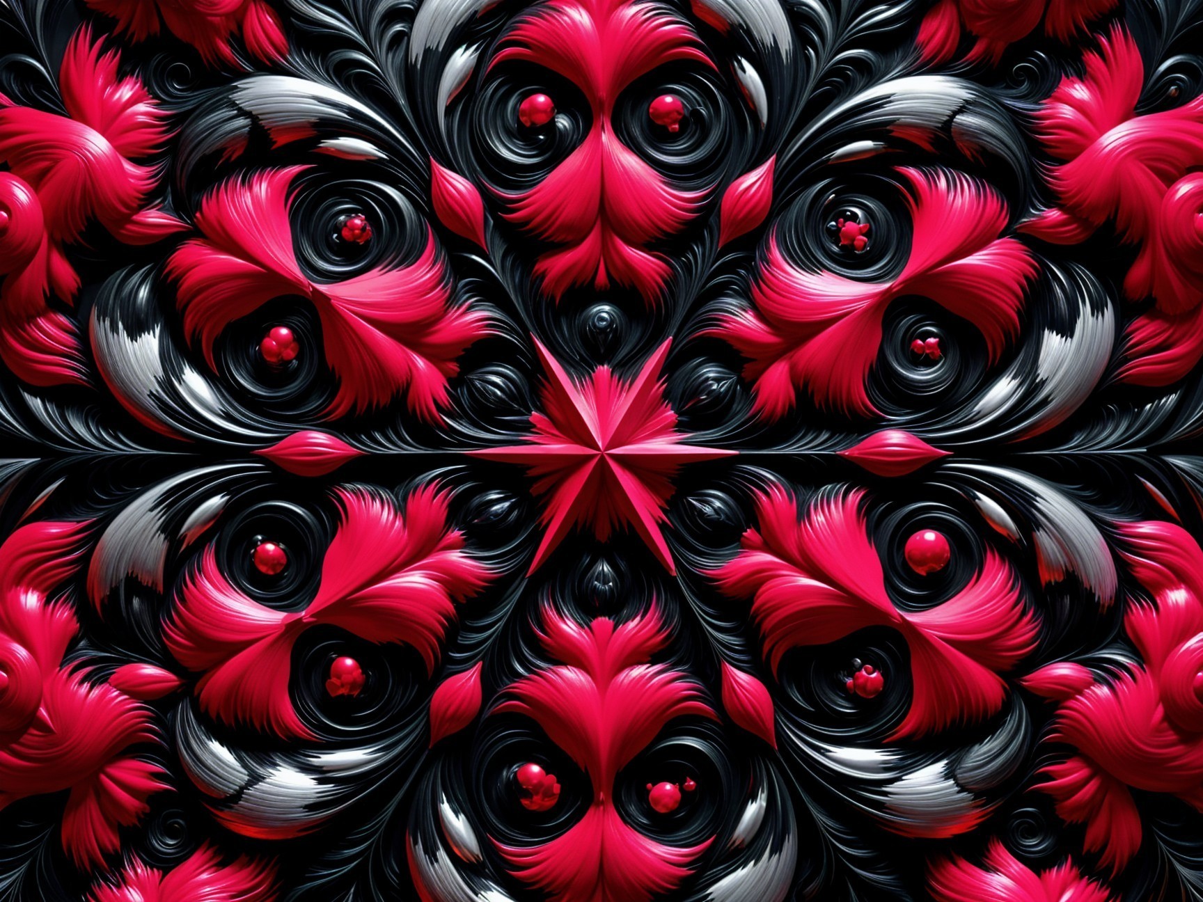 Intricate Symmetrical Pattern with Floral Motifs