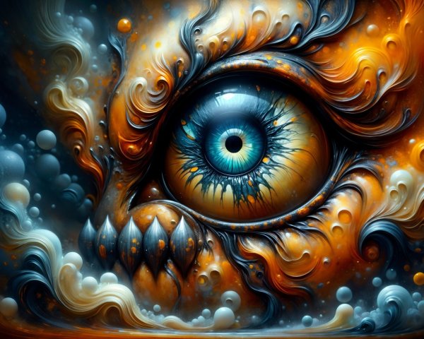 Surreal Eye with Vibrant Colors and Organic Patterns