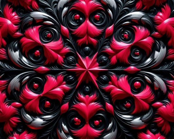 Intricate Symmetrical Pattern with Floral Motifs