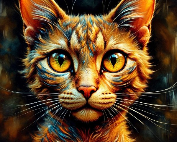 Close-up of a cat's face with golden-yellow eyes