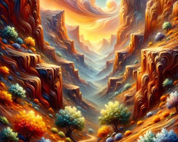 Vibrant Canyon Landscape with Colorful Rock Formations