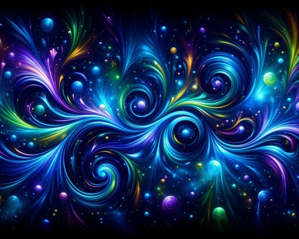 Vibrant Cosmic Scene with Swirling Patterns and Colors