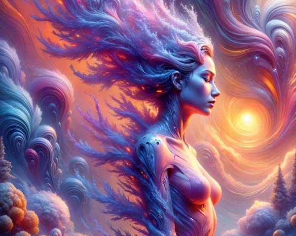 Surreal Artwork of a Woman with Ethereal Hair