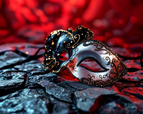 Decorative Masquerade Mask on Textured Stones
