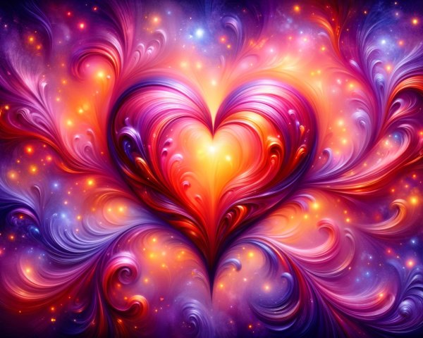 Abstract Heart Surrounded by Colorful Patterns