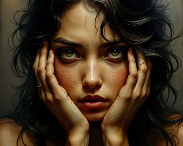 Close-up portrait of a young woman with dark hair