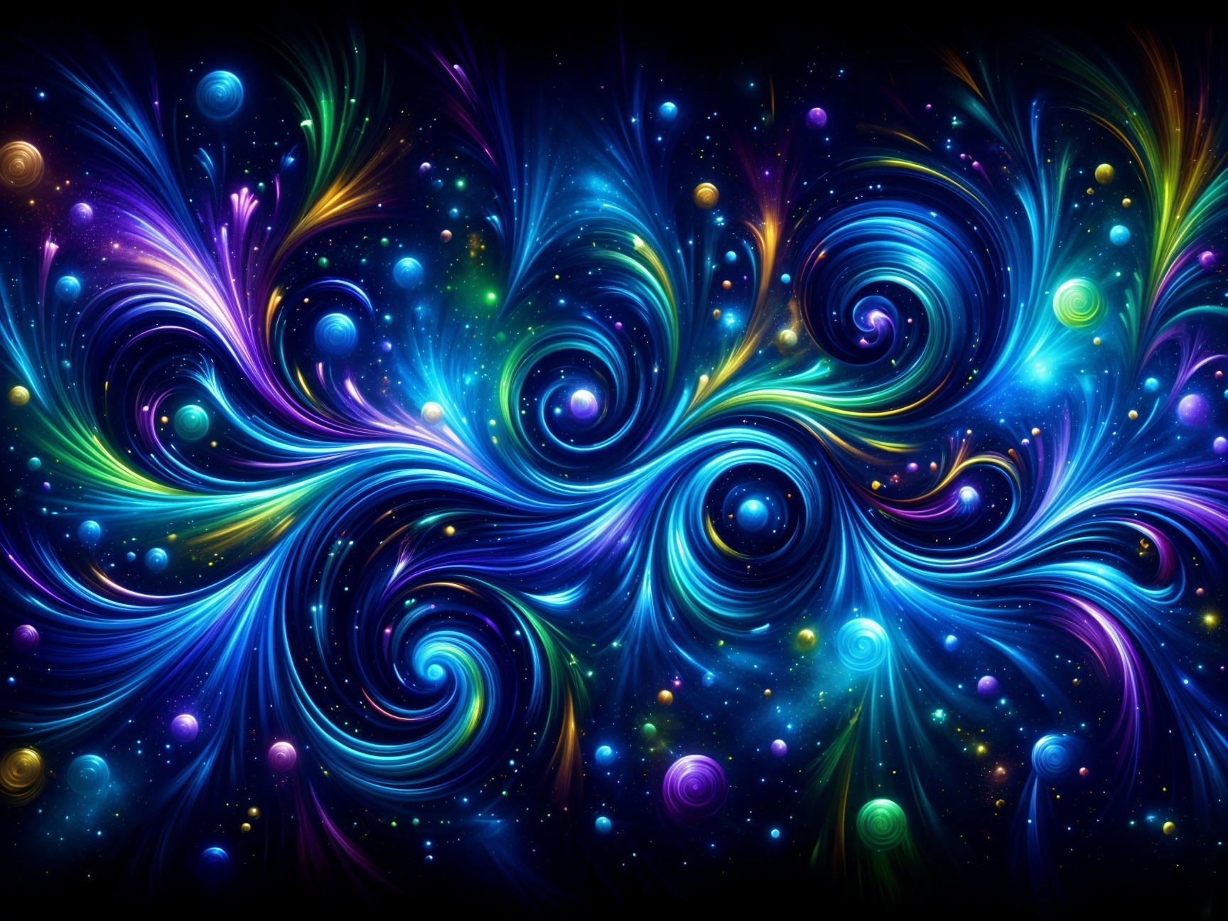 Vibrant Cosmic Scene with Swirling Patterns and Colors