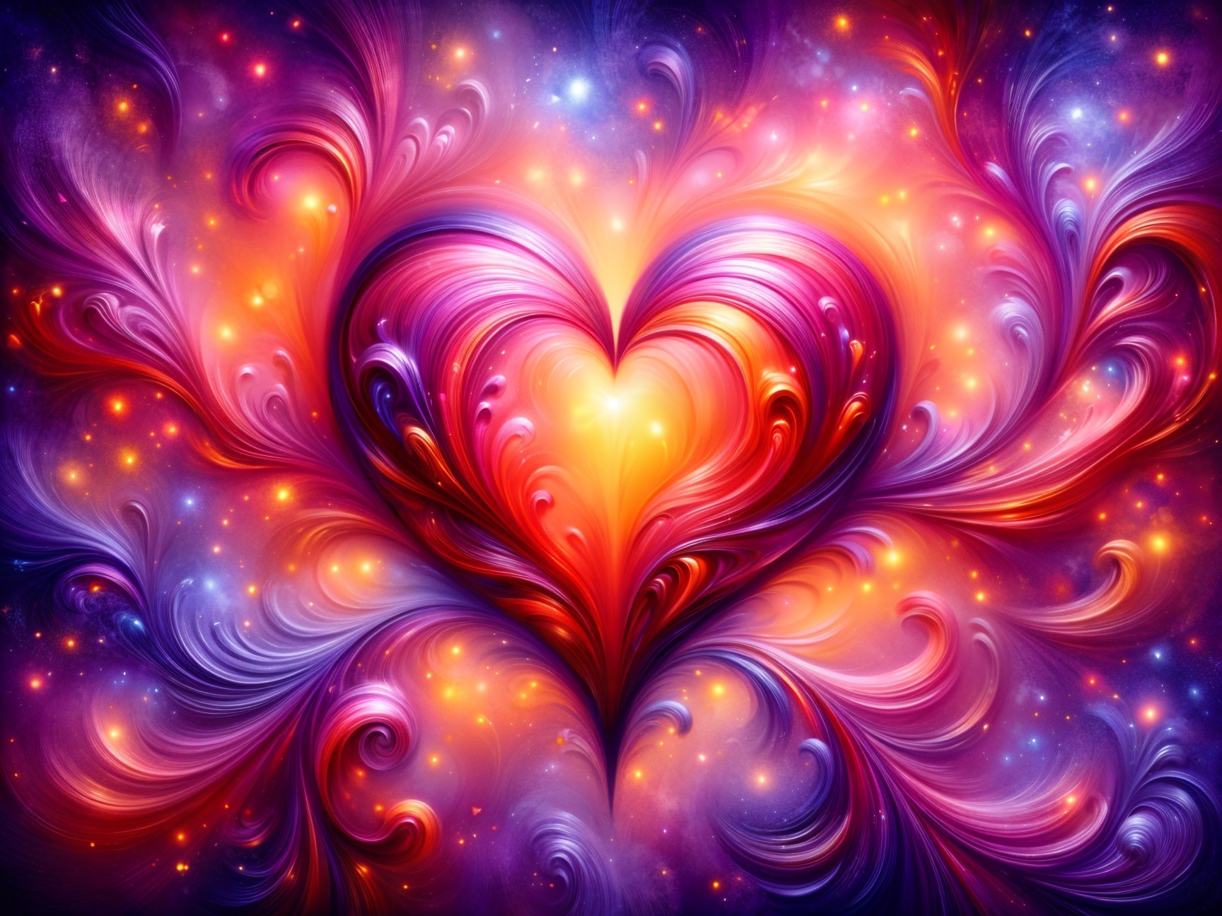 Abstract Heart Surrounded by Colorful Patterns