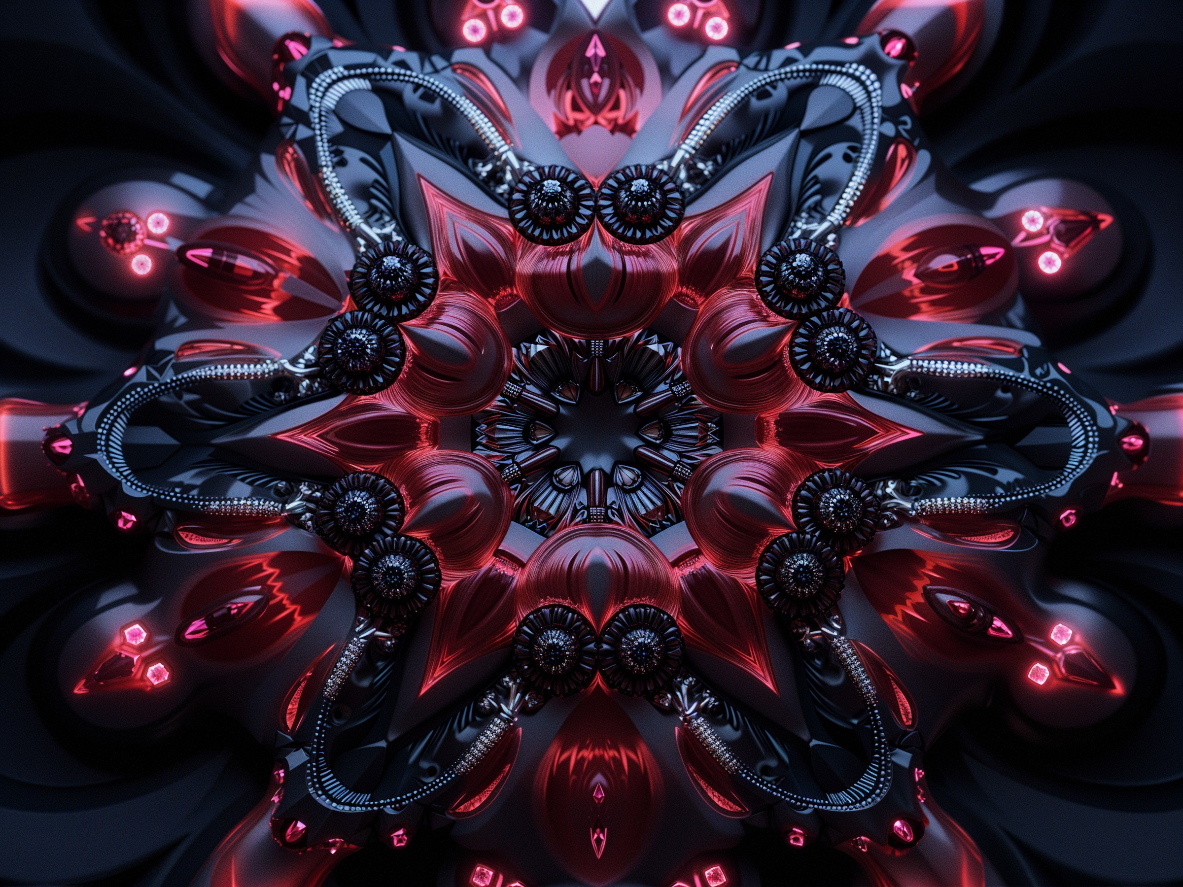 Intricate Symmetrical Design with Glossy Textures