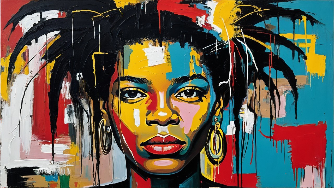 Colorful Portrait of a Woman with Expressive Features