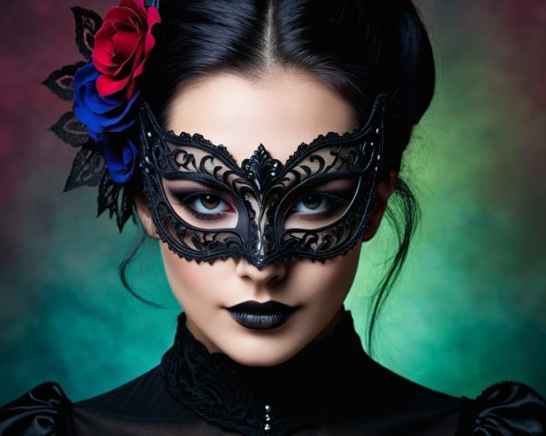 Dramatic Portrait of a Woman in a Masquerade Mask