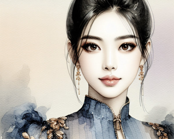 Portrait of a Young Woman with Serene Expression
