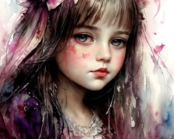 Portrait of a Young Girl with Vibrant Brushstrokes