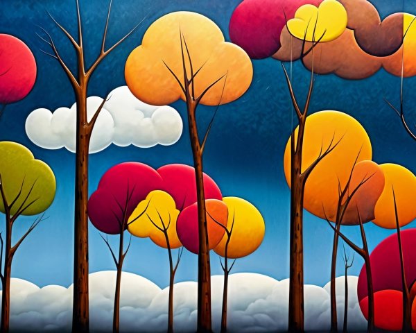 Vibrant Autumn Landscape with Colorful Canopies