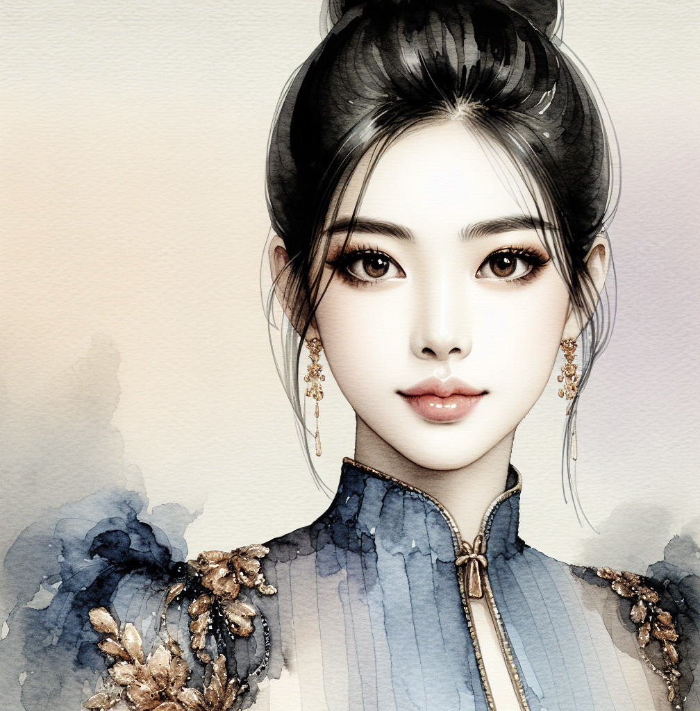 Portrait of a Young Woman with Serene Expression