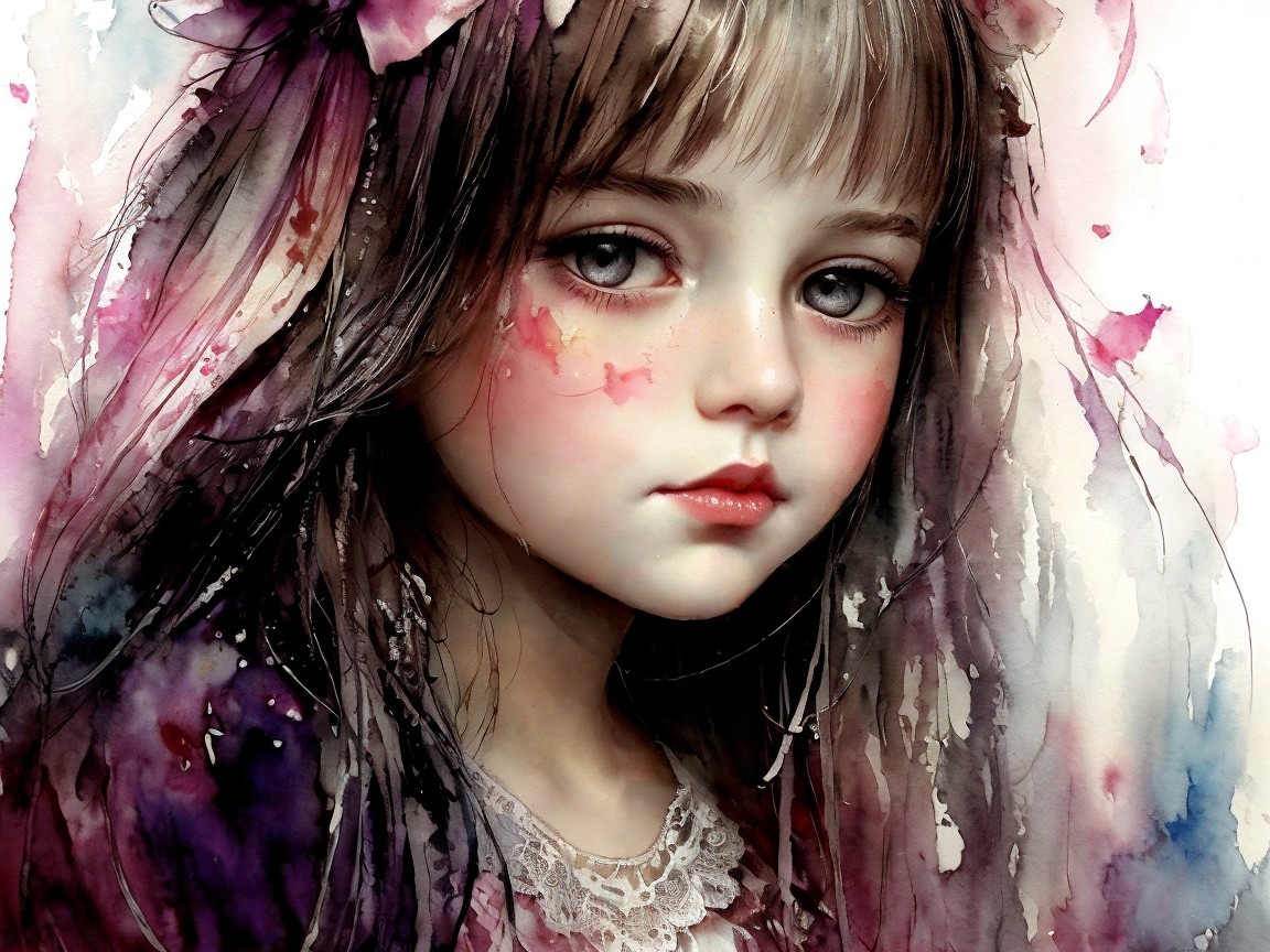 Portrait of a Young Girl with Vibrant Brushstrokes