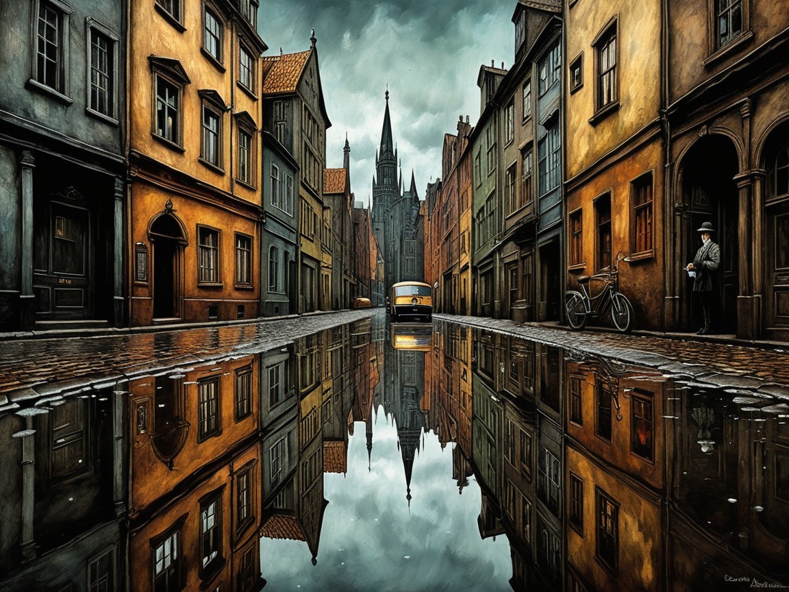 Charming Cobblestone Street with Historic Buildings