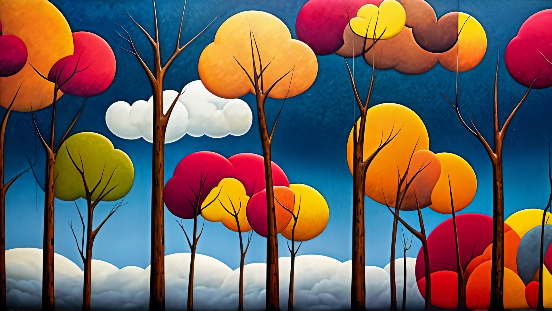 Vibrant Autumn Landscape with Colorful Canopies