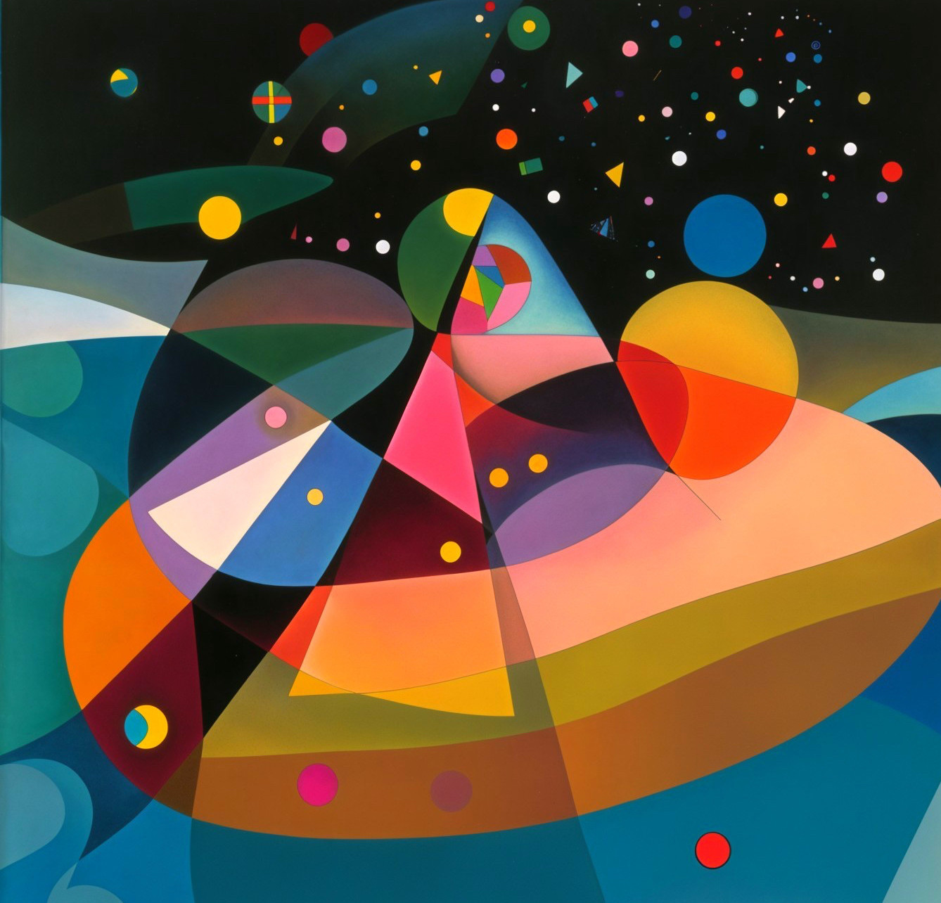 Vibrant Abstract Composition with Geometric Shapes