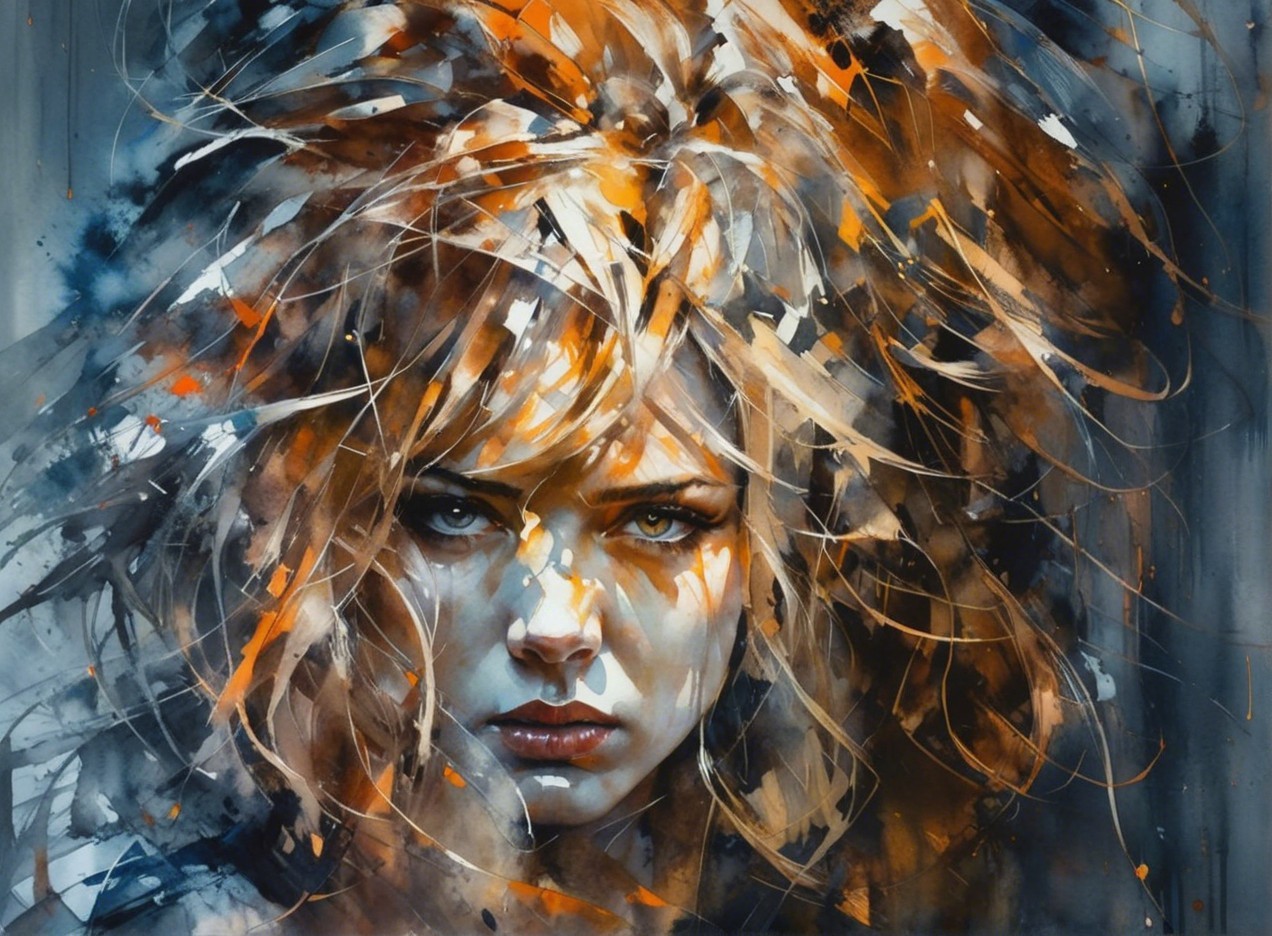 Portrait of a Woman with Voluminous Hair and Contrast