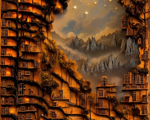 Surreal Landscape Merging Urban and Natural Elements