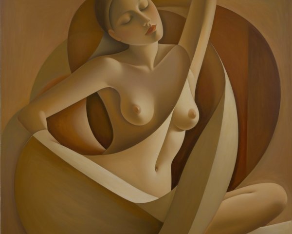 Stylized Figure of Woman in Warm Earthy Tones