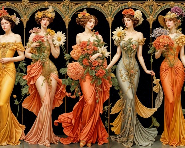 Artistic Representation of Women in Seasonal Themes