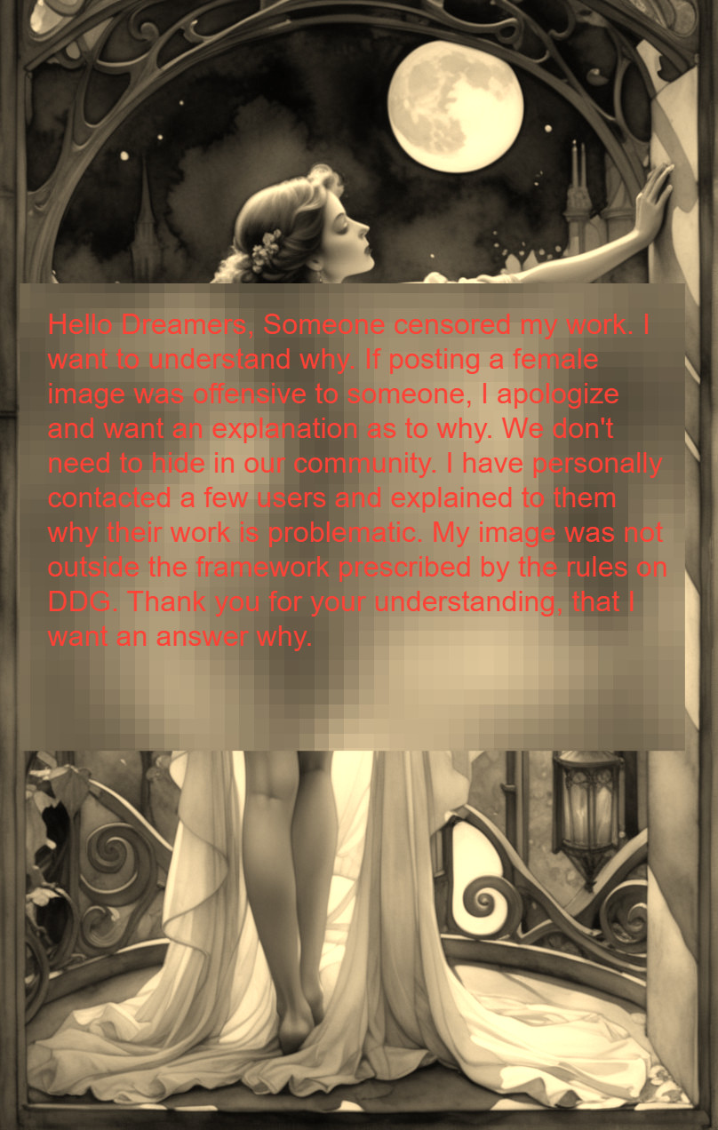 Vintage artwork of a woman in a flowing gown