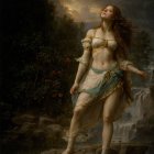 Mythical figure in gold armor against a cosmic backdrop