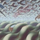 Winding Path Through Poppy Fields and Dramatic Sky