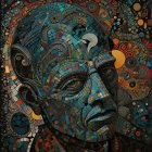 Abstract Portrait with Geometric Patterns and Colors