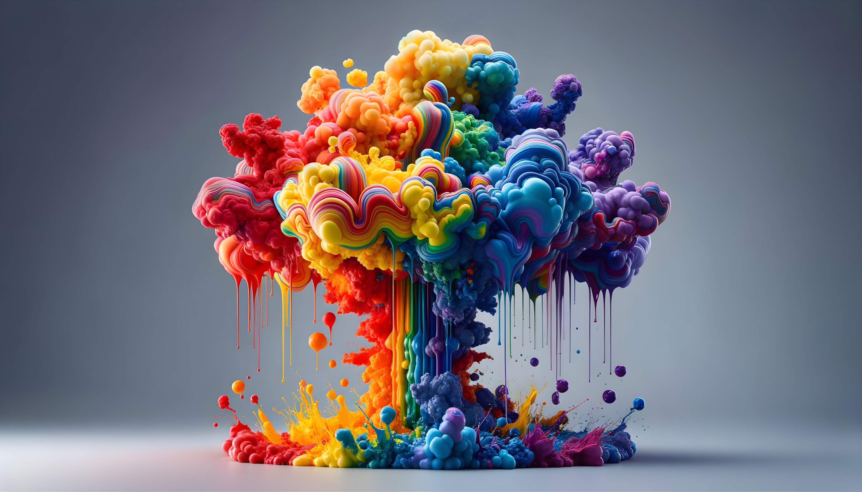 Colorful Liquid-Like Shapes in Red, Orange, Yellow, Green, Blue, and Purple on