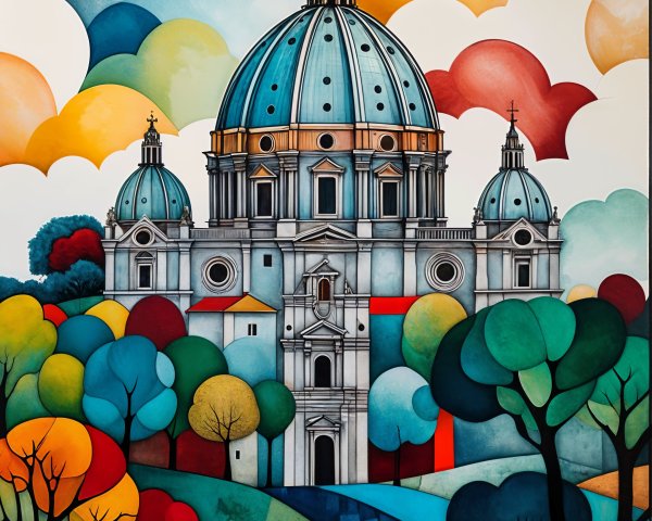 Vibrant Abstract Illustration of a Grand Dome Structure