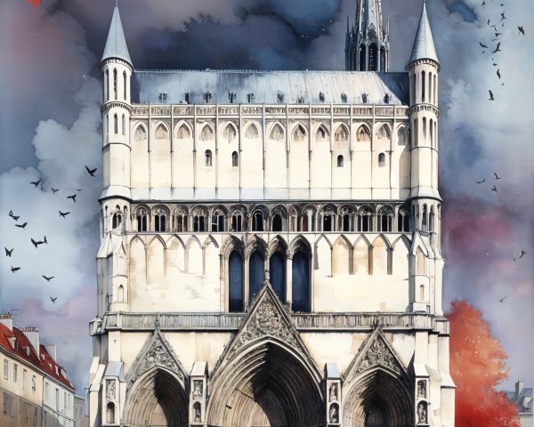 Gothic Cathedral with Intricate Stonework and Spire