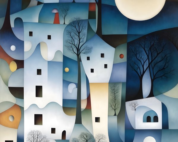 Vibrant Abstract Landscape with Geometric Shapes