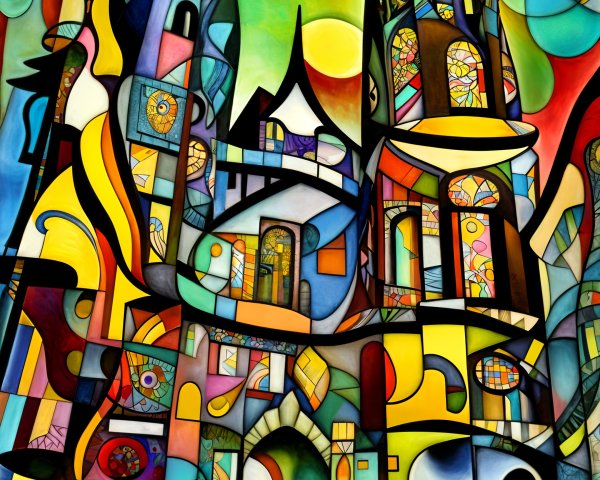 Abstract Colorful Composition of Fantastical Architecture