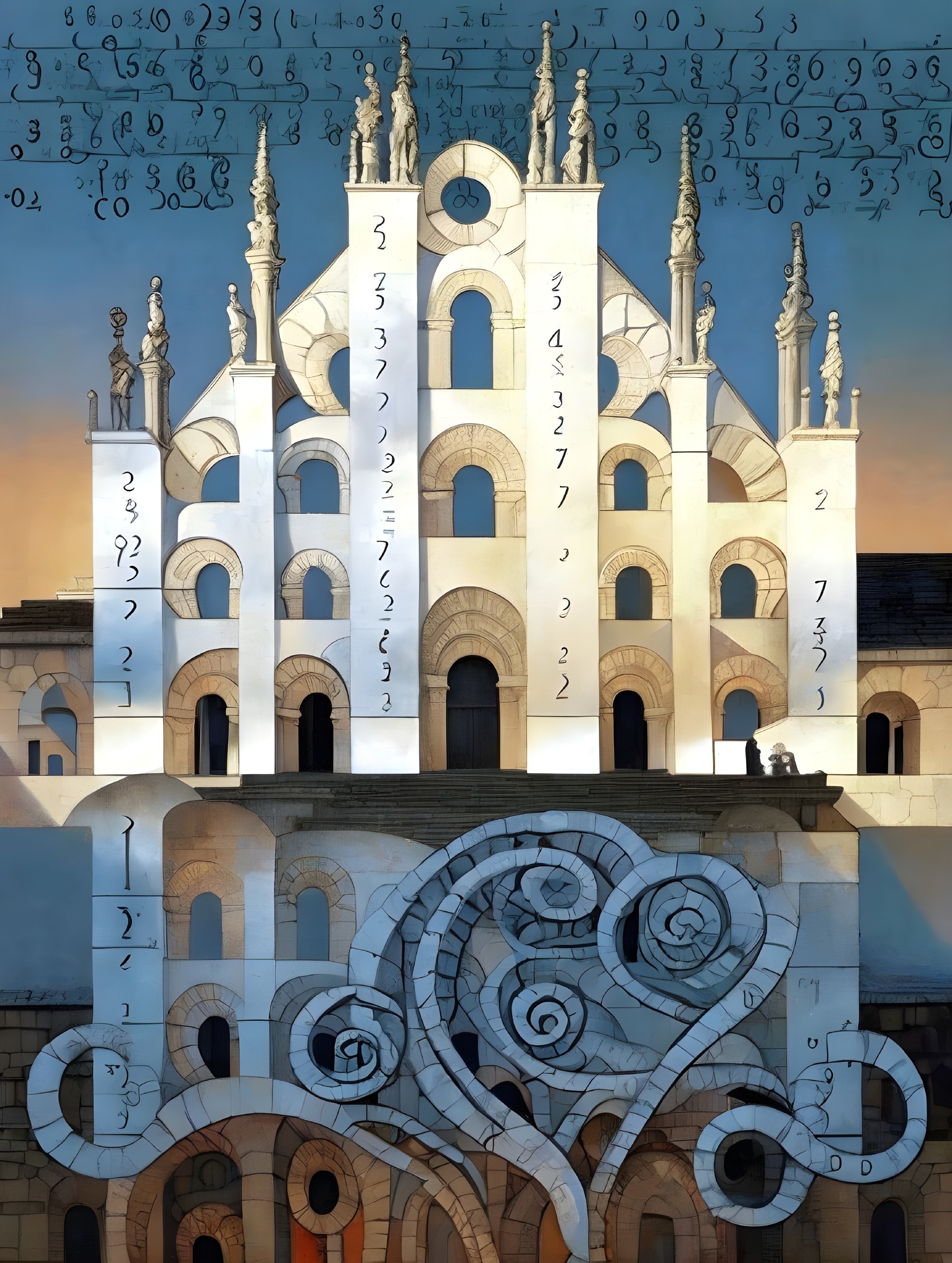 Surreal Architectural Structure with Decorative Elements