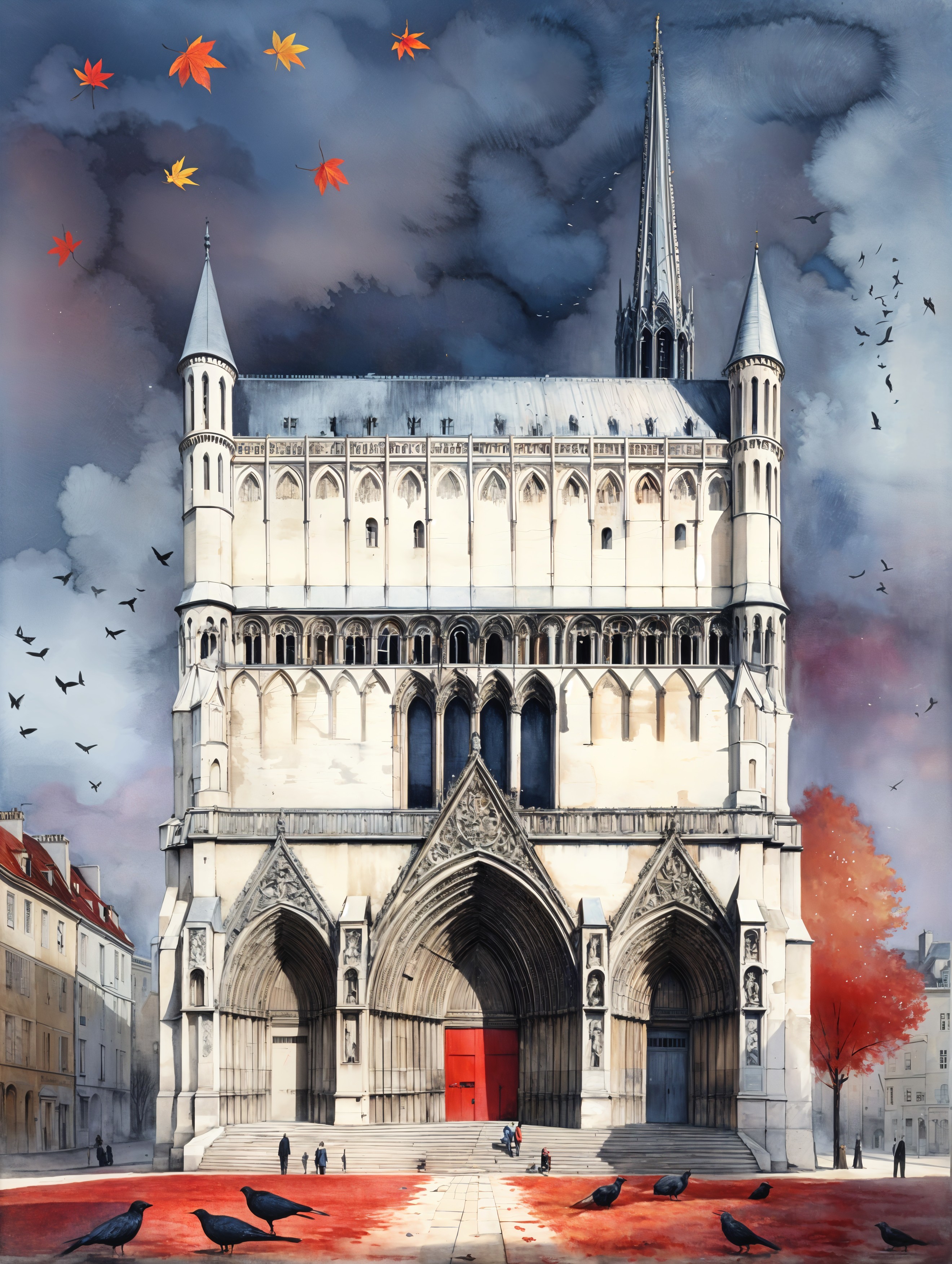 Gothic Cathedral with Intricate Stonework and Spire