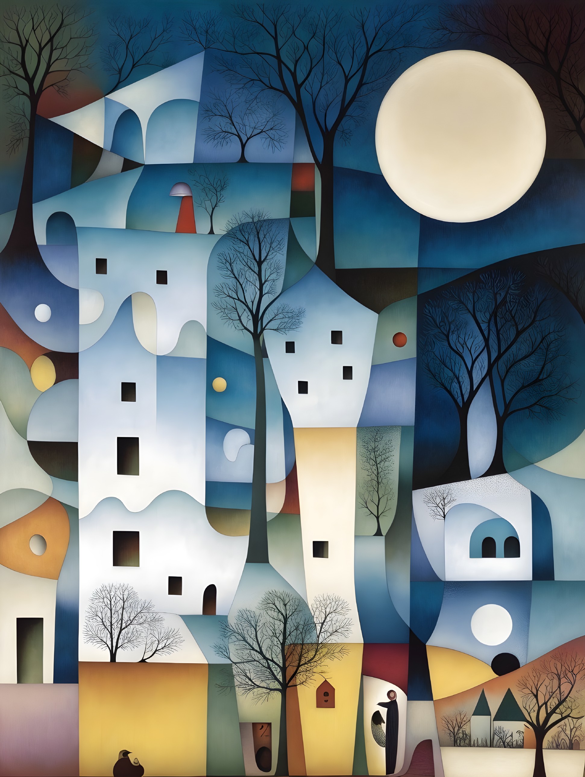 Vibrant Abstract Landscape with Geometric Shapes